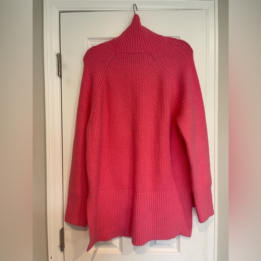 Vici Oversized Chunky Soft Hot Pink Turtleneck Knit Sweater - Picture 2 of 8